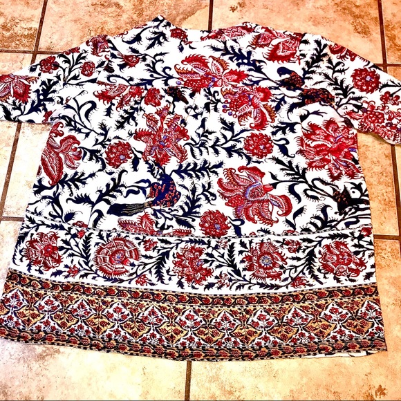 LUCKY BRAND S/S Floral Boho Peasant Style Top Sz S - Picture 5 of 8